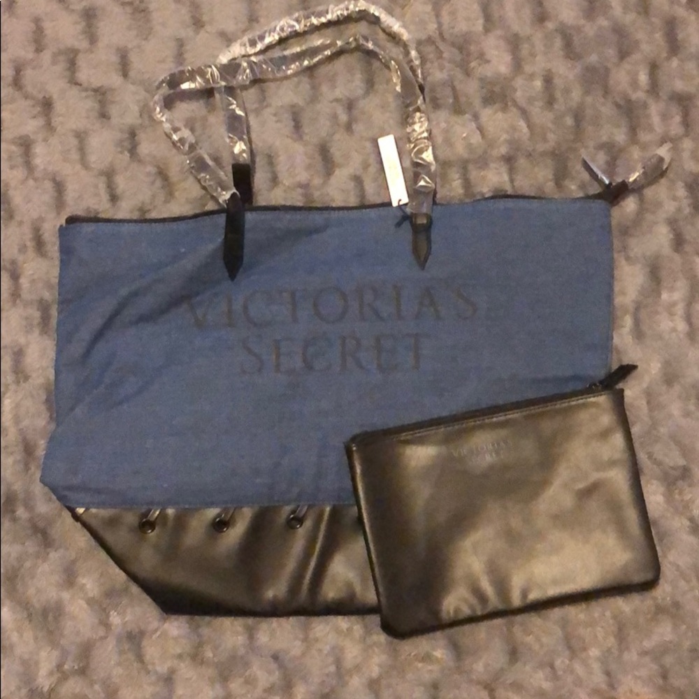 Victoria’s Secret Denim Tote & Clutch